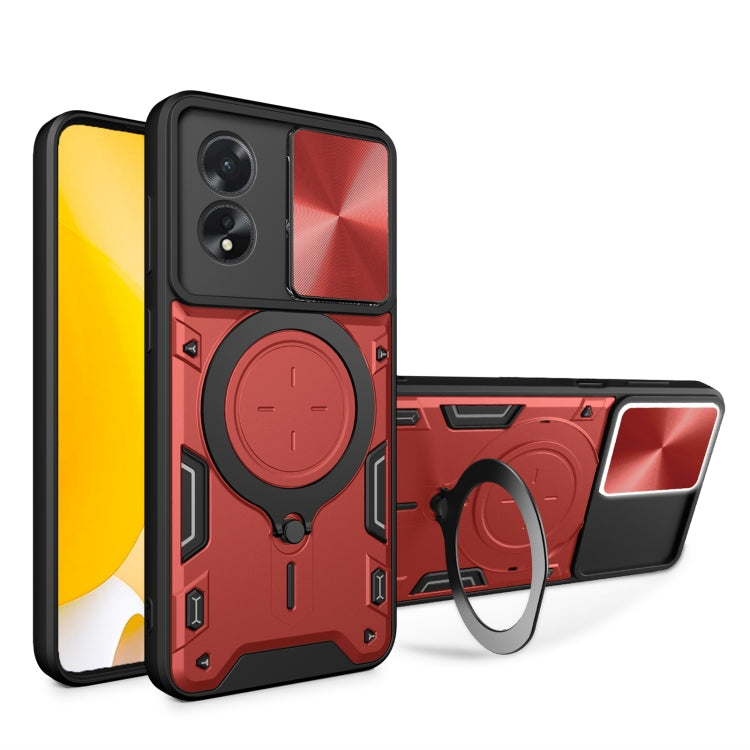CD Texture Sliding Camshield Magnetic Holder Phone Case, For OPPO Reno11 5G Global, For OPPO Reno11 Pro 5G Global, For OPPO A38 4G Global, For OPPO A58 4G Global