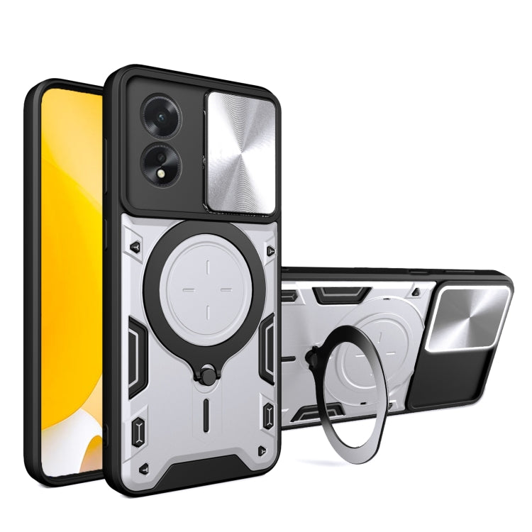 CD Texture Sliding Camshield Magnetic Holder Phone Case, For OPPO Reno11 5G Global, For OPPO Reno11 Pro 5G Global, For OPPO A38 4G Global, For OPPO A58 4G Global