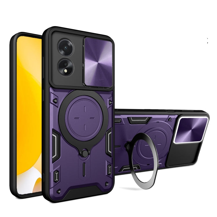 CD Texture Sliding Camshield Magnetic Holder Phone Case, For OPPO Reno11 5G Global, For OPPO Reno11 Pro 5G Global, For OPPO A38 4G Global, For OPPO A58 4G Global
