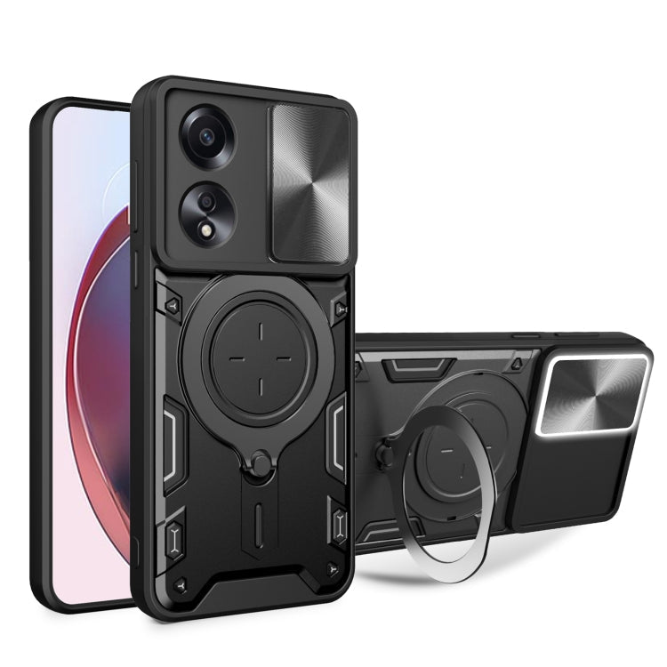 CD Texture Sliding Camshield Magnetic Holder Phone Case, For OPPO Reno11 5G Global, For OPPO Reno11 Pro 5G Global, For OPPO A38 4G Global, For OPPO A58 4G Global