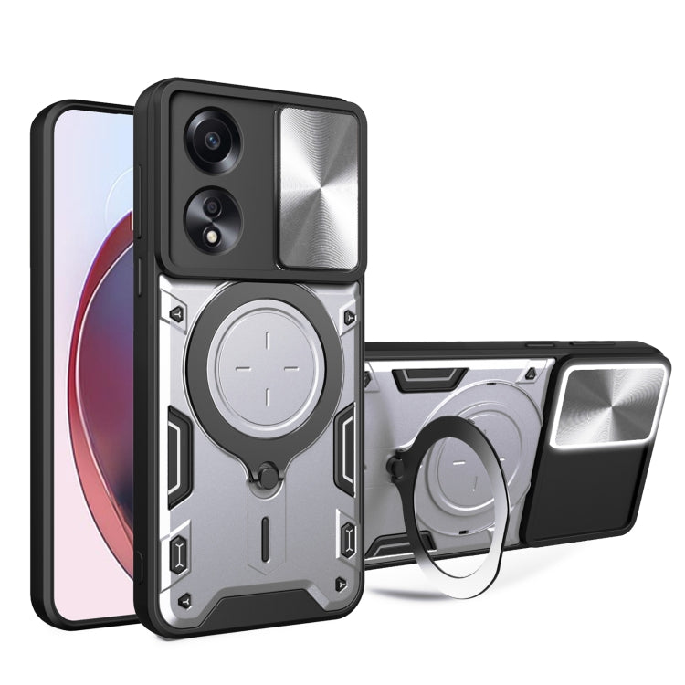 CD Texture Sliding Camshield Magnetic Holder Phone Case, For OPPO Reno11 5G Global, For OPPO Reno11 Pro 5G Global, For OPPO A38 4G Global, For OPPO A58 4G Global