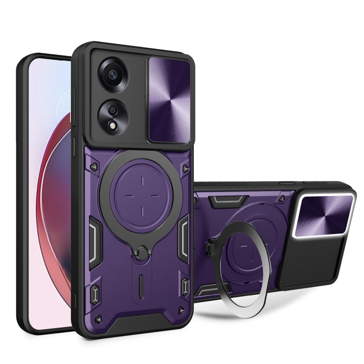 CD Texture Sliding Camshield Magnetic Holder Phone Case, For OPPO Reno11 5G Global, For OPPO Reno11 Pro 5G Global, For OPPO A38 4G Global, For OPPO A58 4G Global