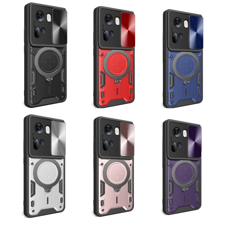 CD Texture Sliding Camshield Magnetic Holder Phone Case, For OPPO Reno11 5G Global, For OPPO Reno11 Pro 5G Global, For OPPO A38 4G Global, For OPPO A58 4G Global