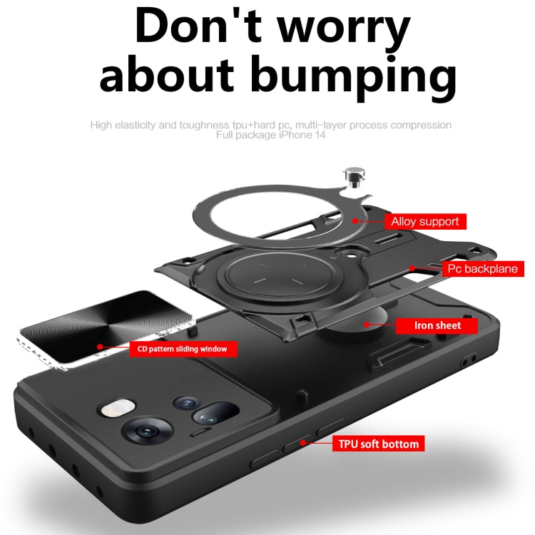 CD Texture Sliding Camshield Magnetic Holder Phone Case, For OPPO Reno11 5G Global, For OPPO Reno11 Pro 5G Global, For OPPO A38 4G Global, For OPPO A58 4G Global