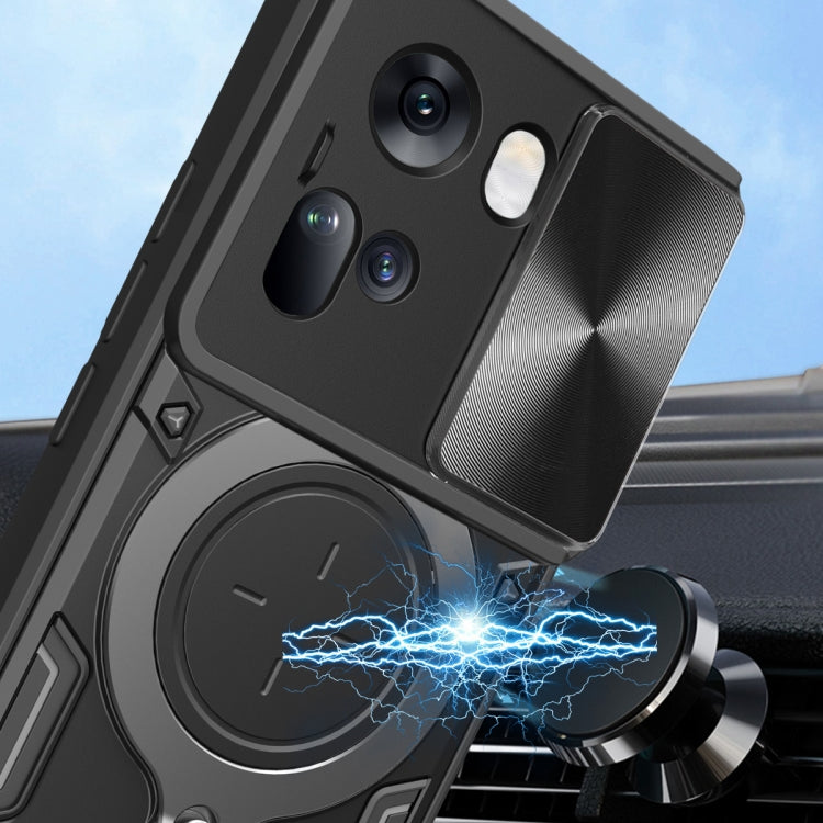 CD Texture Sliding Camshield Magnetic Holder Phone Case, For OPPO Reno11 5G Global, For OPPO Reno11 Pro 5G Global, For OPPO A38 4G Global, For OPPO A58 4G Global