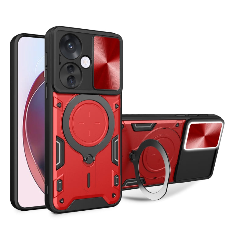 CD Texture Sliding Camshield Magnetic Holder Phone Case, For OPPO A3 Pro 5G India, For OPPO Reno12 Pro 5G Global, For OPPO Reno12 5G Global, For OPPO Reno11 F 5G Global