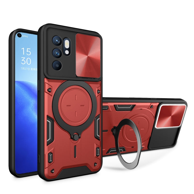 CD Texture Sliding Camshield Magnetic Holder Phone Case, For OPPO Reno7 4G / F21 Pro 4G, For OPPO Reno7 5G, For OPPO Reno 6 4G, For OPPO A15 / A15s / A35 2021