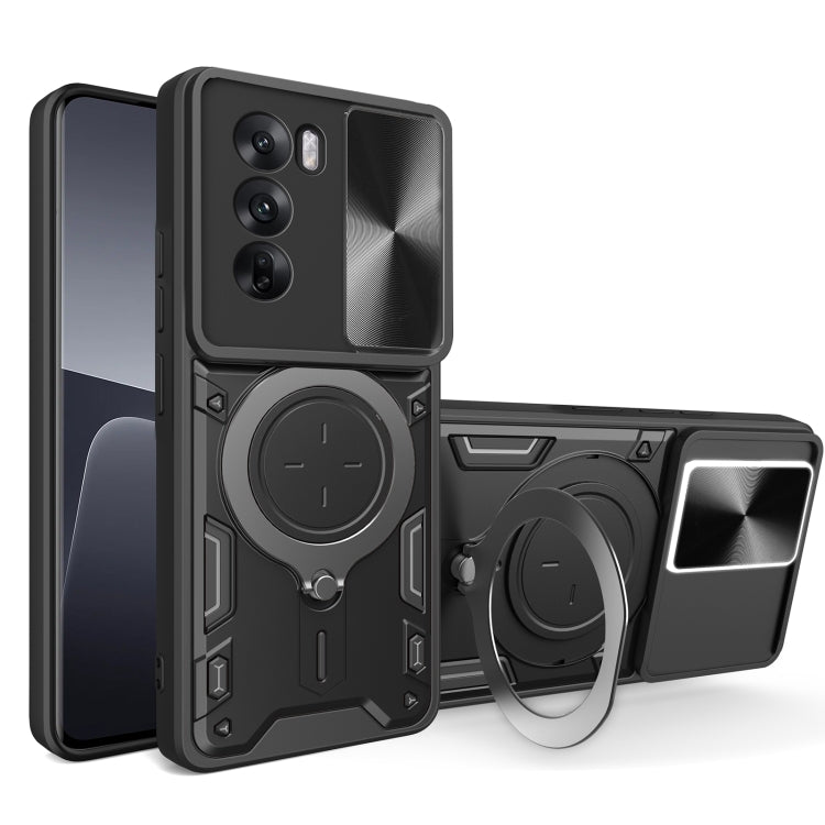 CD Texture Sliding Camshield Magnetic Holder Phone Case, For OPPO A3 Pro 5G India, For OPPO Reno12 Pro 5G Global, For OPPO Reno12 5G Global, For OPPO Reno11 F 5G Global