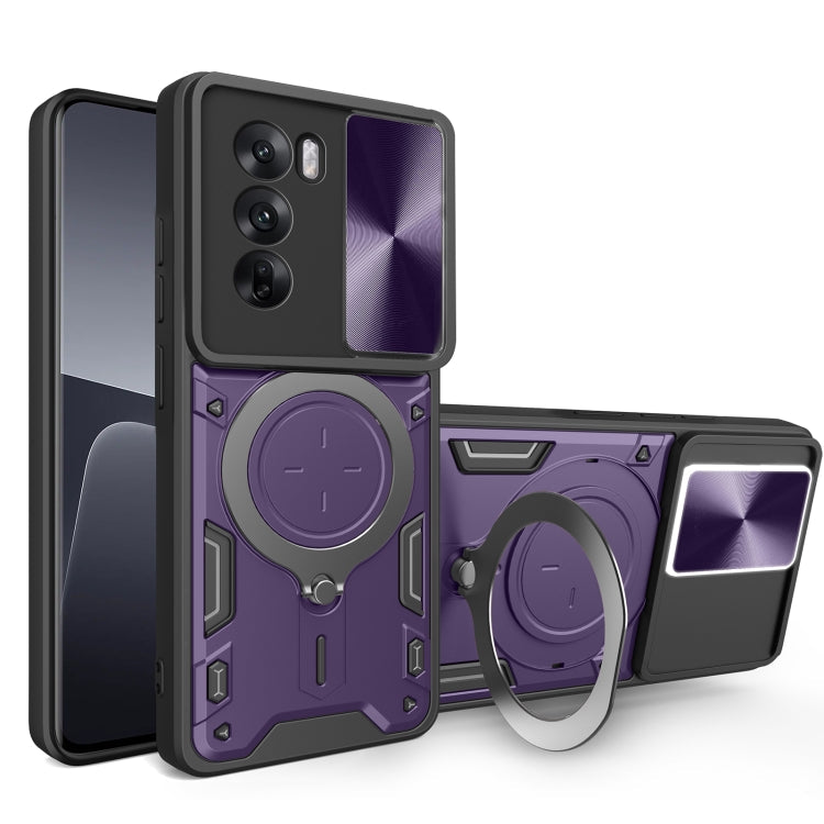 CD Texture Sliding Camshield Magnetic Holder Phone Case, For OPPO A3 Pro 5G India, For OPPO Reno12 Pro 5G Global, For OPPO Reno12 5G Global, For OPPO Reno11 F 5G Global