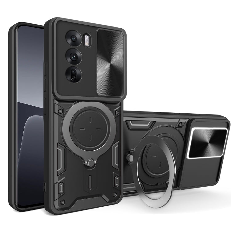 CD Texture Sliding Camshield Magnetic Holder Phone Case, For OPPO A3 Pro 5G India, For OPPO Reno12 Pro 5G Global, For OPPO Reno12 5G Global, For OPPO Reno11 F 5G Global