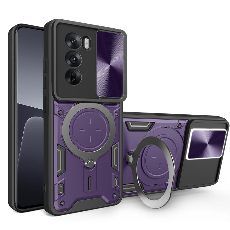 CD Texture Sliding Camshield Magnetic Holder Phone Case, For OPPO A3 Pro 5G India, For OPPO Reno12 Pro 5G Global, For OPPO Reno12 5G Global, For OPPO Reno11 F 5G Global