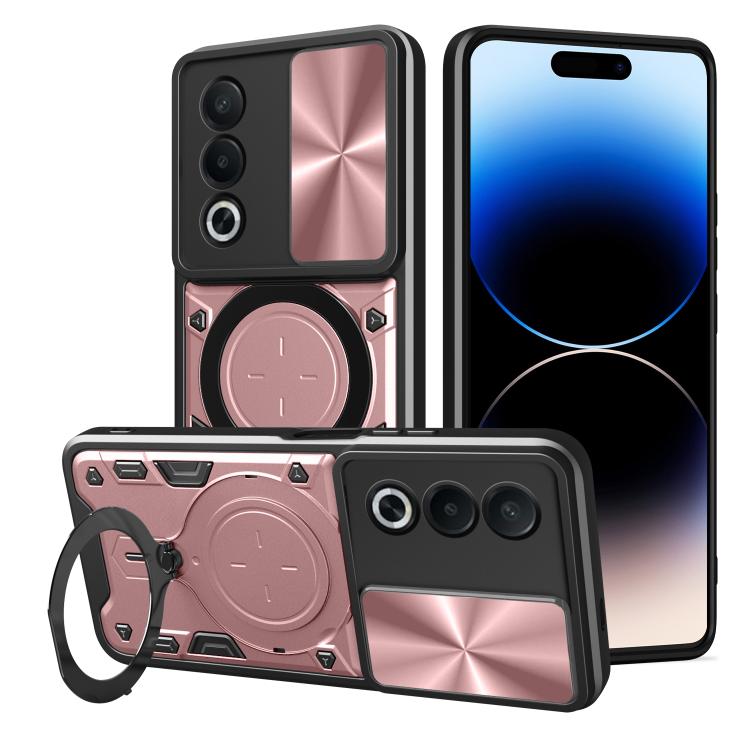 CD Texture Sliding Camshield Magnetic Holder Phone Case, For OPPO A3 Pro 5G India, For OPPO Reno12 Pro 5G Global, For OPPO Reno12 5G Global, For OPPO Reno11 F 5G Global