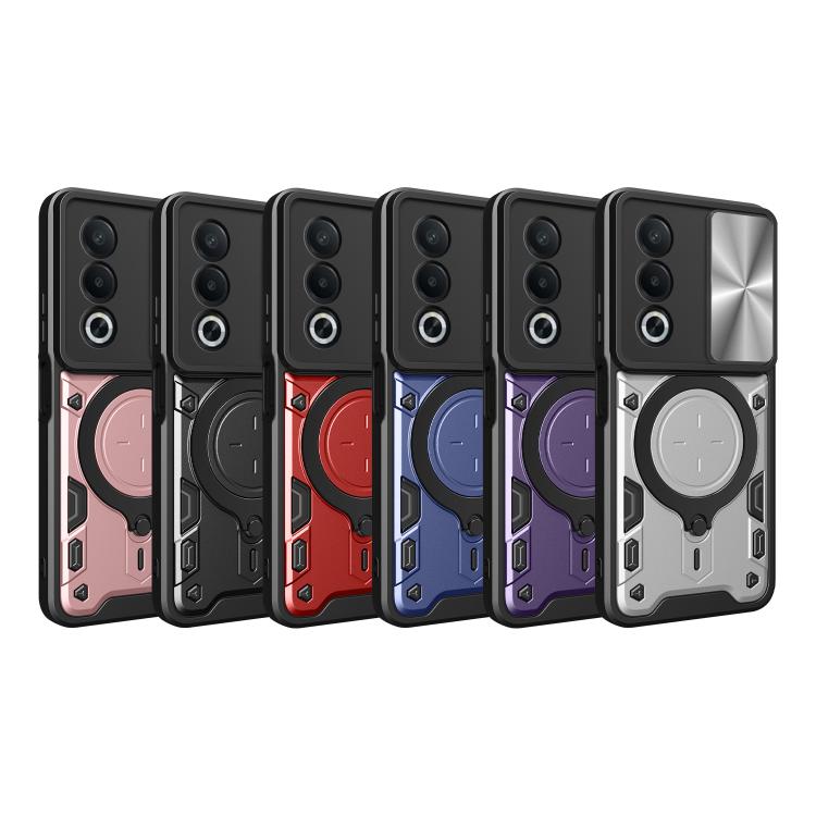 CD Texture Sliding Camshield Magnetic Holder Phone Case, For OPPO A3 Pro 5G India, For OPPO Reno12 Pro 5G Global, For OPPO Reno12 5G Global, For OPPO Reno11 F 5G Global