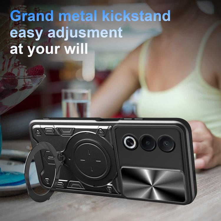 CD Texture Sliding Camshield Magnetic Holder Phone Case, For OPPO A3 Pro 5G India, For OPPO Reno12 Pro 5G Global, For OPPO Reno12 5G Global, For OPPO Reno11 F 5G Global