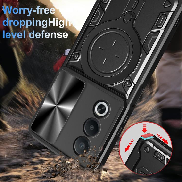 CD Texture Sliding Camshield Magnetic Holder Phone Case, For OPPO A3 Pro 5G India, For OPPO Reno12 Pro 5G Global, For OPPO Reno12 5G Global, For OPPO Reno11 F 5G Global