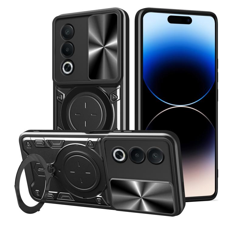 CD Texture Sliding Camshield Magnetic Holder Phone Case, For OPPO A3 Pro 5G India, For OPPO Reno12 Pro 5G Global, For OPPO Reno12 5G Global, For OPPO Reno11 F 5G Global