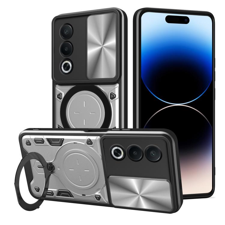 CD Texture Sliding Camshield Magnetic Holder Phone Case, For OPPO A3 Pro 5G India, For OPPO Reno12 Pro 5G Global, For OPPO Reno12 5G Global, For OPPO Reno11 F 5G Global
