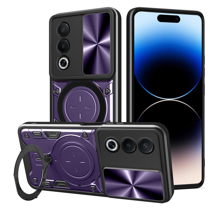 CD Texture Sliding Camshield Magnetic Holder Phone Case, For OPPO A3 Pro 5G India, For OPPO Reno12 Pro 5G Global, For OPPO Reno12 5G Global, For OPPO Reno11 F 5G Global
