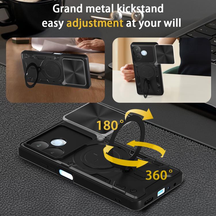 CD Texture Sliding Camshield Magnetic Holder Phone Case, For OPPO A5 Pro 5G Global, For OPPO Find X8, For OPPO A3x 5G India / A3x 4G, For OPPO Reno12 F 5G Global