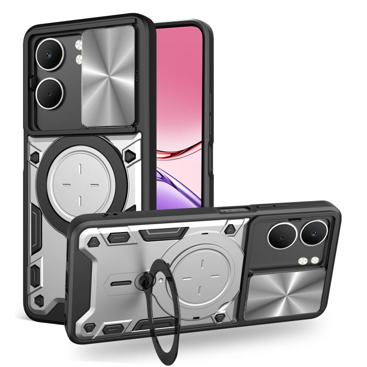 CD Texture Sliding Camshield Magnetic Holder Phone Case, For OPPO Find X9, For OPPO Find X9 Pro, For OPPO Reno14 F 5G Global, For OPPO A5 5G Global / A5x 5G