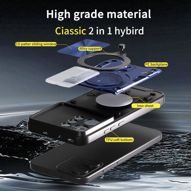 CD Texture Sliding Camshield Magnetic Holder Phone Case, For OPPO Reno14 5G Global, For OPPO A59 5G Global, For OPPO F29 Pro 5G Global, For OPPO F29 5G Global