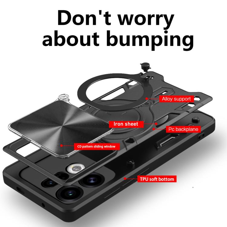 CD Texture Sliding Camshield Magnetic Holder Phone Case, For OPPO Find X9, For OPPO Find X9 Pro, For OPPO Reno14 F 5G Global, For OPPO A5 5G Global / A5x 5G