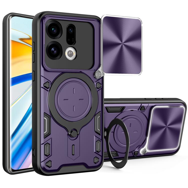 CD Texture Sliding Camshield Magnetic Holder Phone Case, For OPPO Find X9, For OPPO Find X9 Pro, For OPPO Reno14 F 5G Global, For OPPO A5 5G Global / A5x 5G
