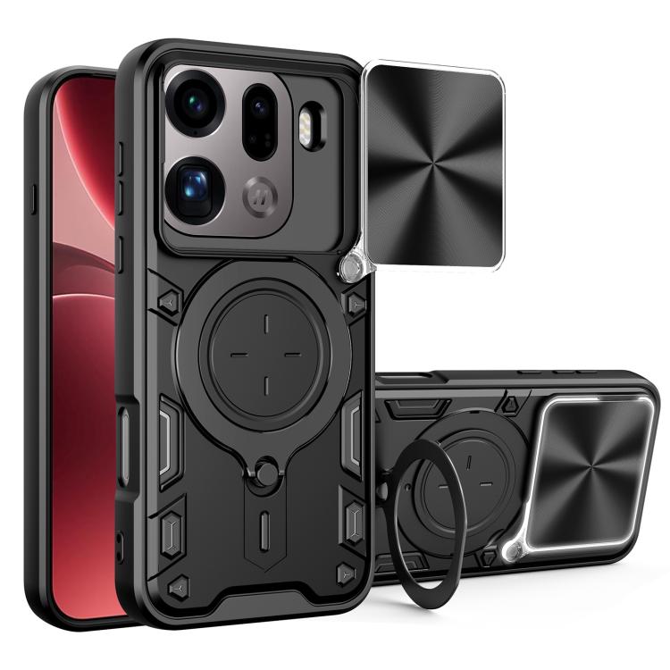 CD Texture Sliding Camshield Magnetic Holder Phone Case, For OPPO Find X9, For OPPO Find X9 Pro, For OPPO Reno14 F 5G Global, For OPPO A5 5G Global / A5x 5G