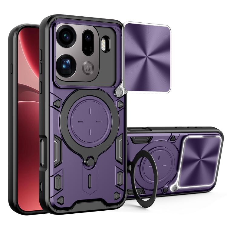 CD Texture Sliding Camshield Magnetic Holder Phone Case, For OPPO Find X9, For OPPO Find X9 Pro, For OPPO Reno14 F 5G Global, For OPPO A5 5G Global / A5x 5G