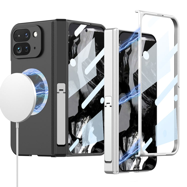For Google Pixel 9 Pro Fold GKK Integrated Magsafe Fold Hinge Full Coverage Phone Case with Holder(White)
