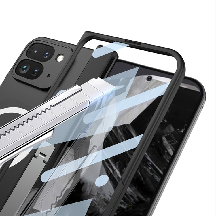 For Google Pixel 9 Pro Fold GKK Integrated Magsafe Fold Hinge Full Coverage Phone Case with Holder(White)