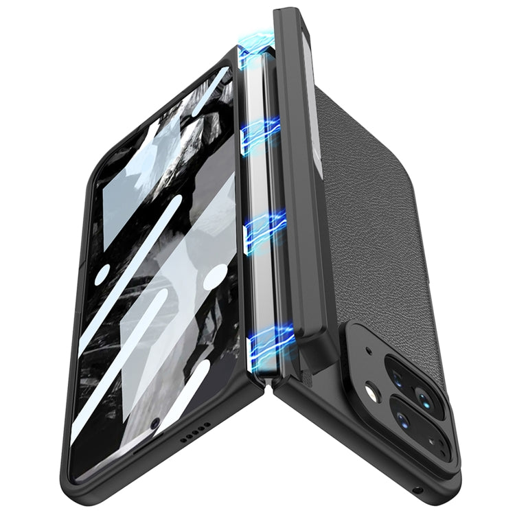 For Google Pixel 9 Pro Fold GKK Integrated Fold Hinge Leather Phone Case with Holder(White)