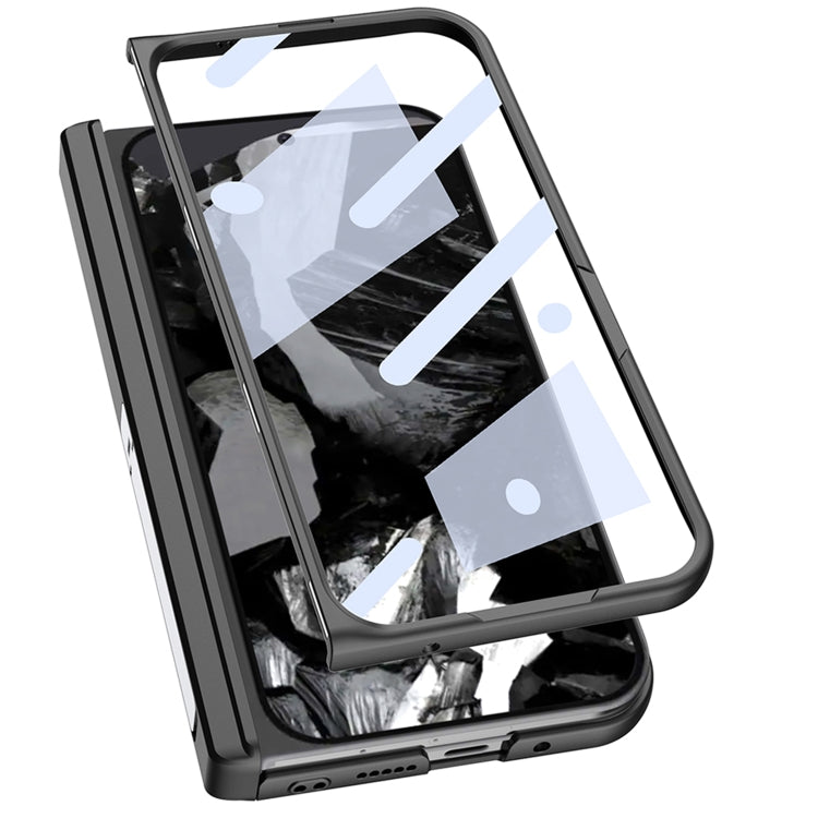 For Google Pixel 9 Pro Fold GKK Integrated Fold Hinge Leather Phone Case with Holder(White)