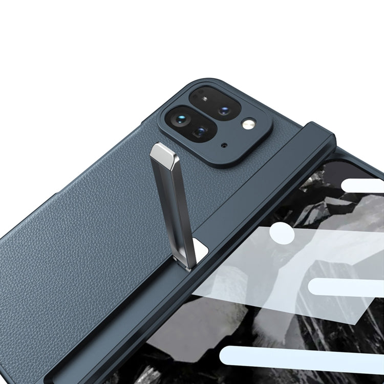 For Google Pixel 9 Pro Fold GKK Integrated Fold Hinge Leather Phone Case with Holder(White)