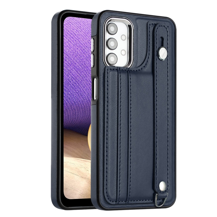 Shockproof Leather Phone Case with Wrist Strap, For Samsung Galaxy A23 4G / F23 5G / M23 5G, For Samsung Galaxy A53 5G, For Samsung Galaxy A73 5G, For Samsung Galaxy A33 5G