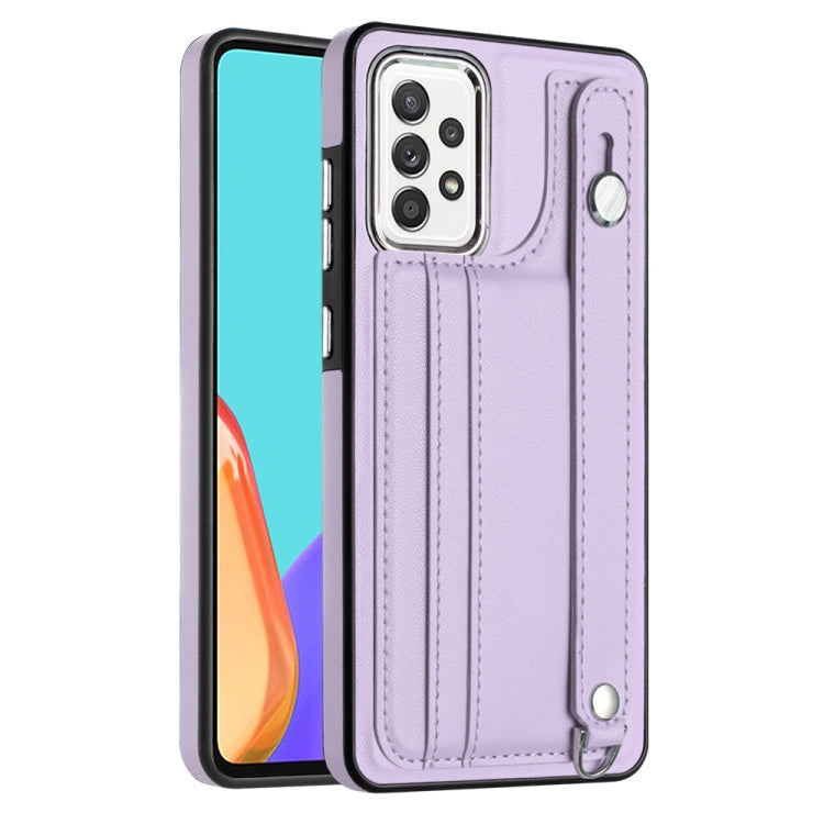 Shockproof Leather Phone Case with Wrist Strap, For Samsung Galaxy A23 4G / F23 5G / M23 5G, For Samsung Galaxy A53 5G, For Samsung Galaxy A73 5G, For Samsung Galaxy A33 5G