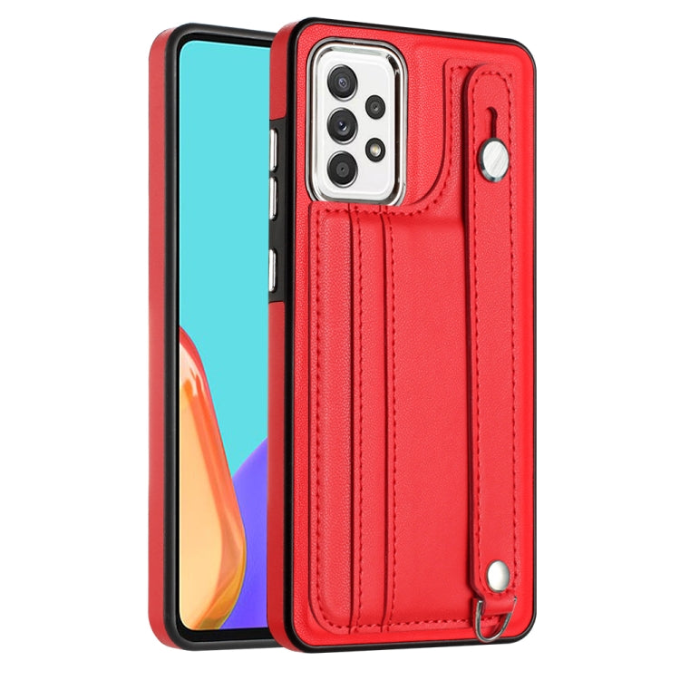 Shockproof Leather Phone Case with Wrist Strap, For Samsung Galaxy A23 4G / F23 5G / M23 5G, For Samsung Galaxy A53 5G, For Samsung Galaxy A73 5G, For Samsung Galaxy A33 5G