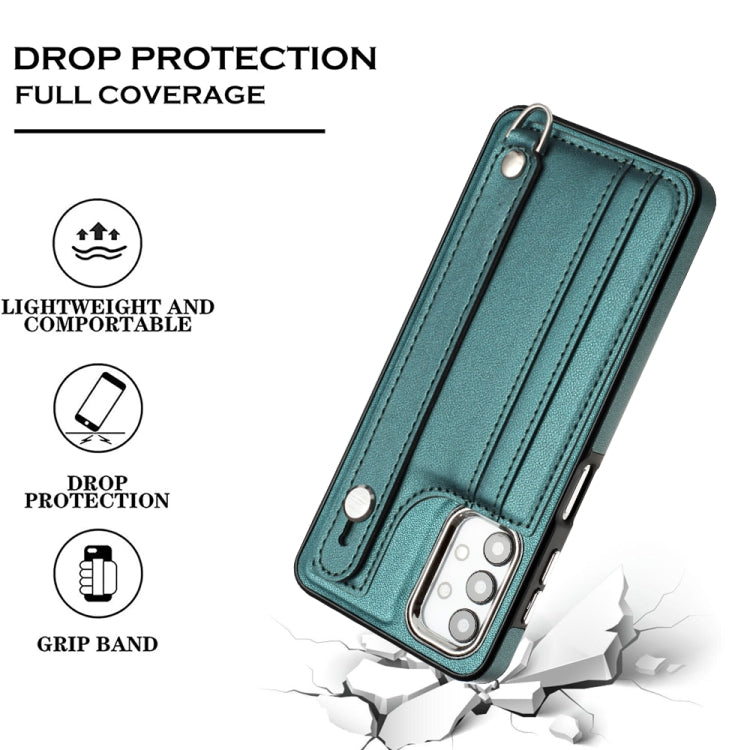 Shockproof Leather Phone Case with Wrist Strap, For Samsung Galaxy A13 4G, For Samsung Galaxy S22 Ultra 5G, For Samsung Galaxy S22+ 5G, For Samsung Galaxy S22 5G