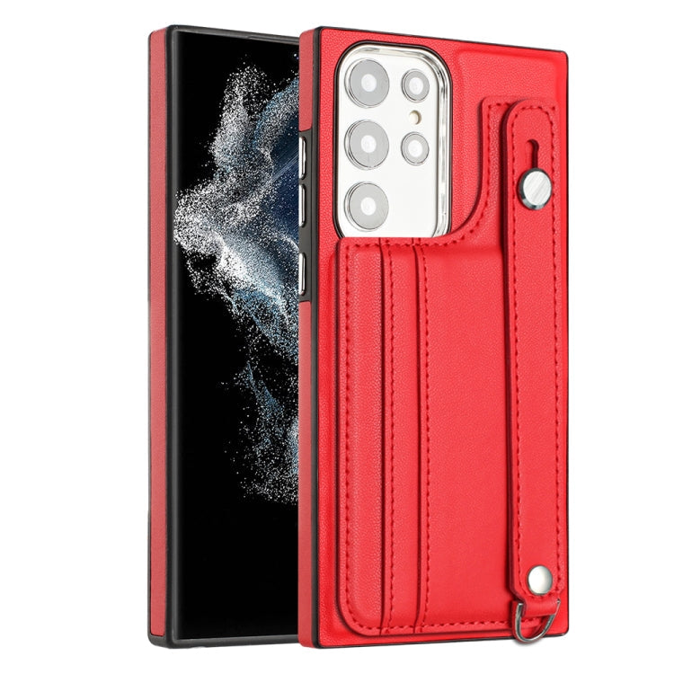Shockproof Leather Phone Case with Wrist Strap, For Samsung Galaxy A13 4G, For Samsung Galaxy S22 Ultra 5G, For Samsung Galaxy S22+ 5G, For Samsung Galaxy S22 5G
