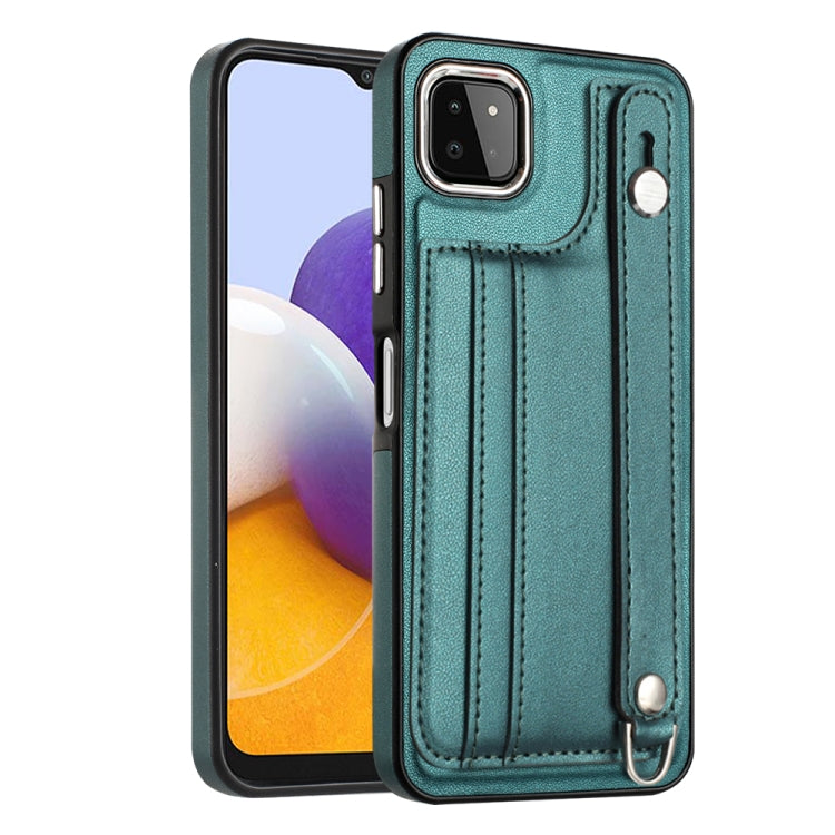 Shockproof Leather Phone Case with Wrist Strap, For Samsung Galaxy A22 5G, For Samsung Galaxy S21 FE 5G, For Samsung Galaxy A32 4G, For Samsung Galaxy A72 4G / A72 5G