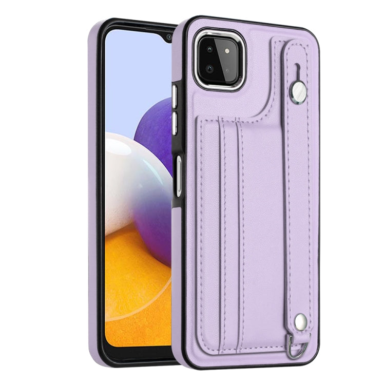 Shockproof Leather Phone Case with Wrist Strap, For Samsung Galaxy A22 5G, For Samsung Galaxy S21 FE 5G, For Samsung Galaxy A32 4G, For Samsung Galaxy A72 4G / A72 5G