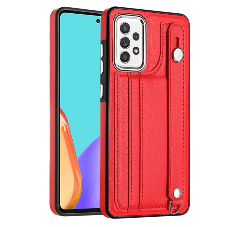 Shockproof Leather Phone Case with Wrist Strap, For Samsung Galaxy A22 5G, For Samsung Galaxy S21 FE 5G, For Samsung Galaxy A32 4G, For Samsung Galaxy A72 4G / A72 5G