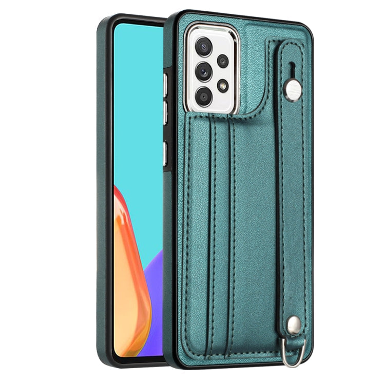 Shockproof Leather Phone Case with Wrist Strap, For Samsung Galaxy A52 4G / A52 5G, For Samsung Galaxy A12 4G / M12, For Samsung Galaxy A32 5G