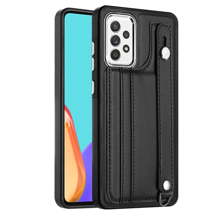 Shockproof Leather Phone Case with Wrist Strap, For Samsung Galaxy A52 4G / A52 5G, For Samsung Galaxy A12 4G / M12, For Samsung Galaxy A32 5G