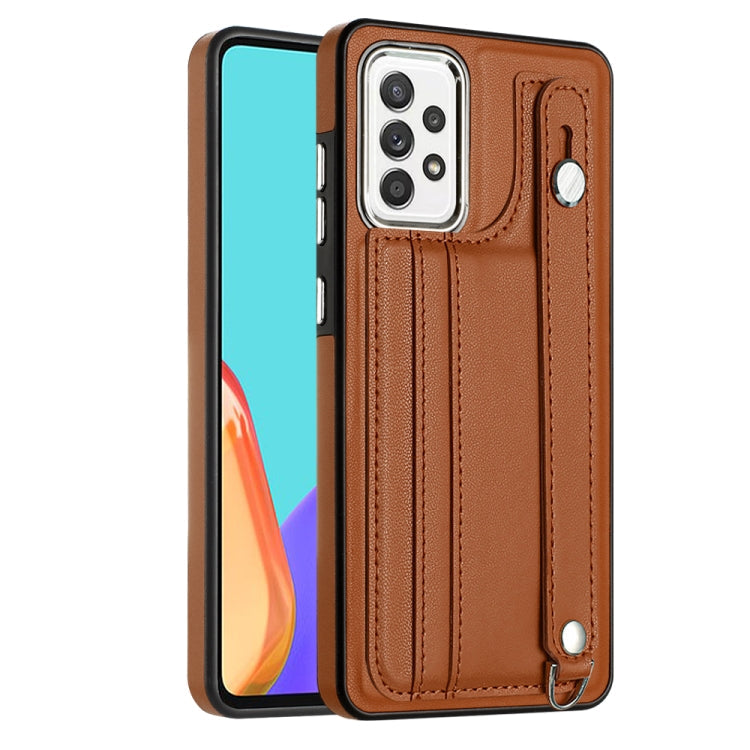 Shockproof Leather Phone Case with Wrist Strap, For Samsung Galaxy A52 4G / A52 5G, For Samsung Galaxy A12 4G / M12, For Samsung Galaxy A32 5G