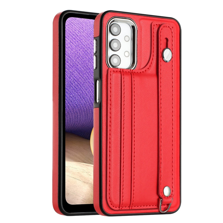 Shockproof Leather Phone Case with Wrist Strap, For Samsung Galaxy A52 4G / A52 5G, For Samsung Galaxy A12 4G / M12, For Samsung Galaxy A32 5G