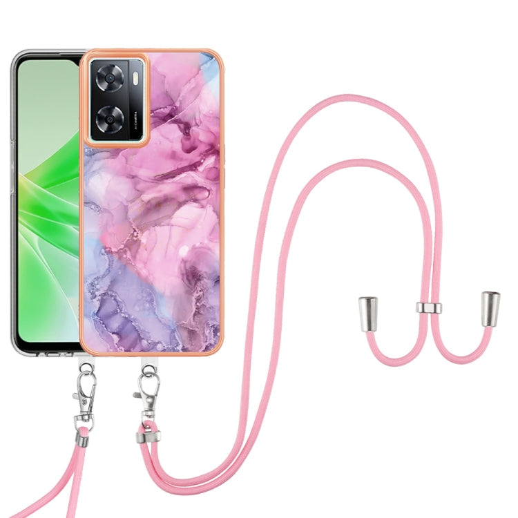 Electroplating Marble Dual-side IMD Phone Case with Lanyard, For OPPO A98, For OPPO K10 5G Global, For OPPO A77 5G Taiwan Edition, For OPPO A57 4G 2022