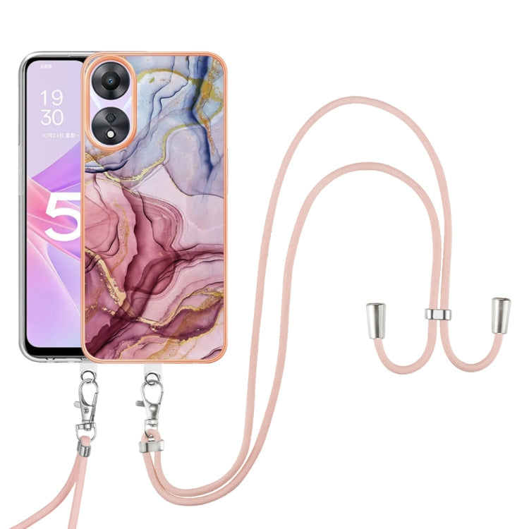 Electroplating Marble Dual-side IMD Phone Case with Lanyard, For OPPO Reno10 Pro 5G Global, For OPPO A78 4G, For OPPO Reno8 T 4G, For OPPO A78 / A58