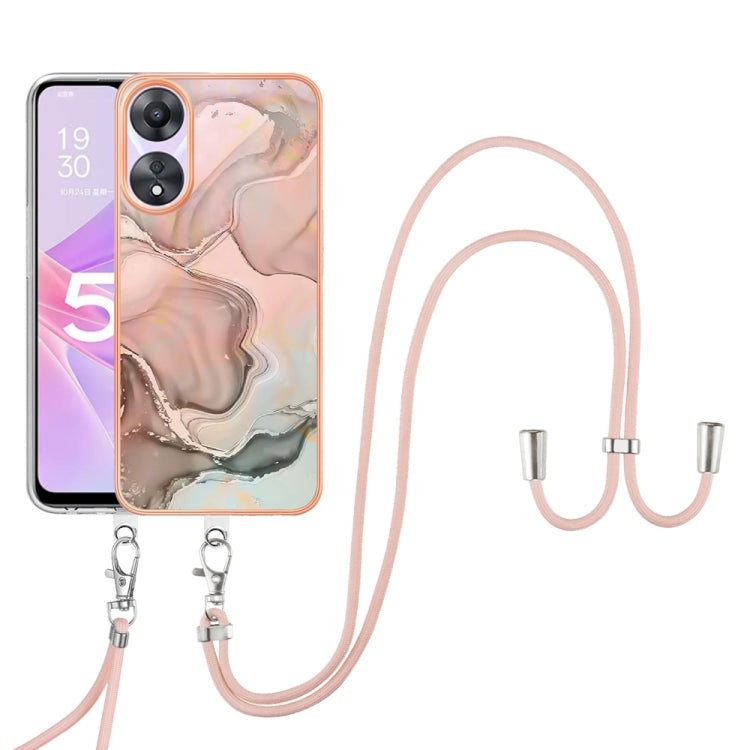 Electroplating Marble Dual-side IMD Phone Case with Lanyard, For OPPO Reno10 Pro 5G Global, For OPPO A78 4G, For OPPO Reno8 T 4G, For OPPO A78 / A58