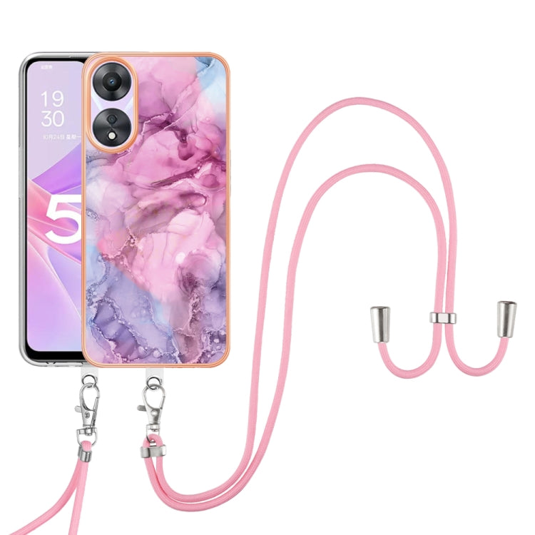 Electroplating Marble Dual-side IMD Phone Case with Lanyard, For OPPO Reno10 Pro 5G Global, For OPPO A78 4G, For OPPO Reno8 T 4G, For OPPO A78 / A58